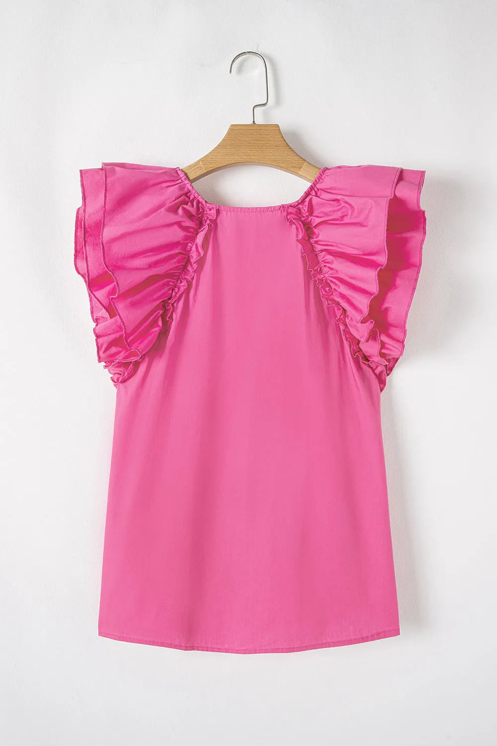 Kendall Ruffled Pink Shirred Blouse