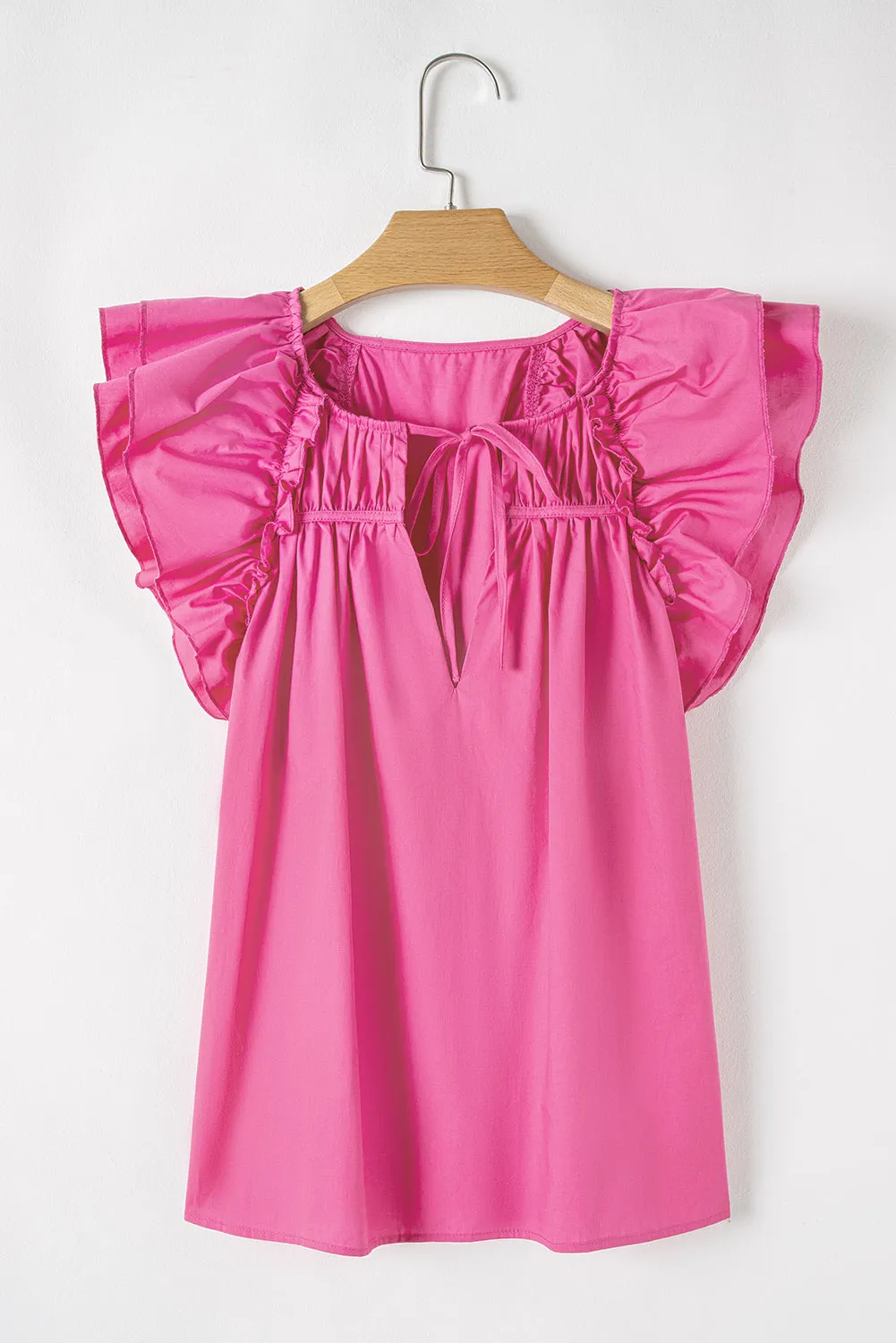 Kendall Ruffled Pink Shirred Blouse