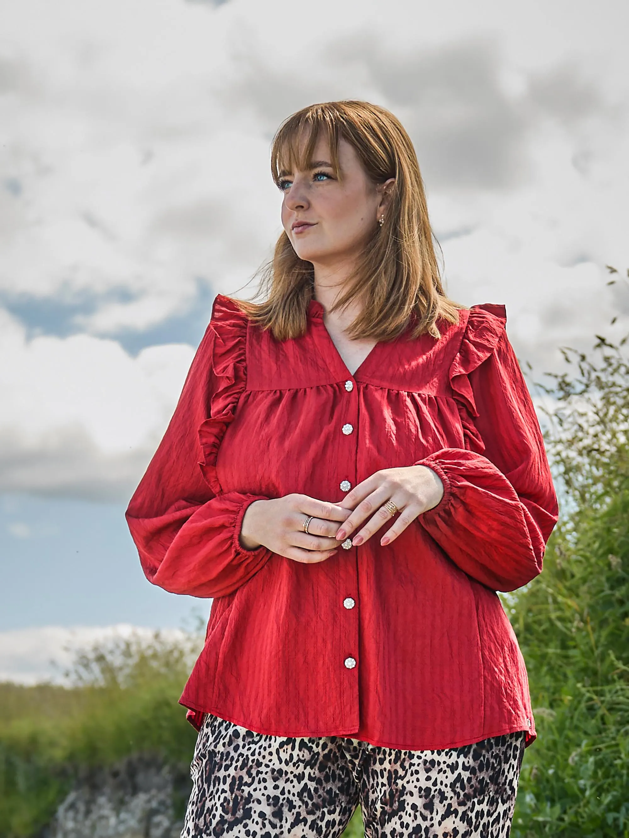 KIRA BLOUSE - Bright red