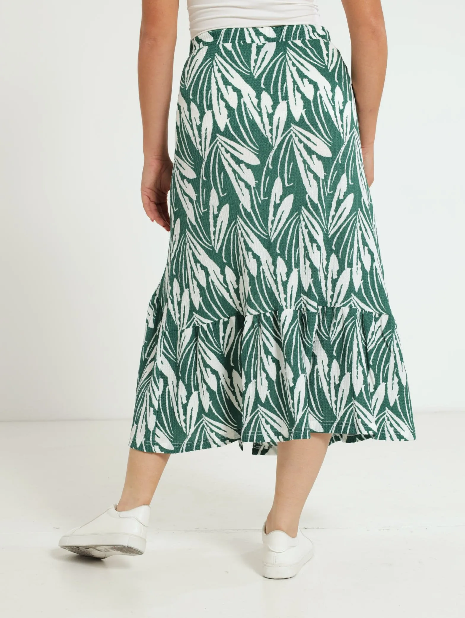 Knit Button Detail Skirt - Green