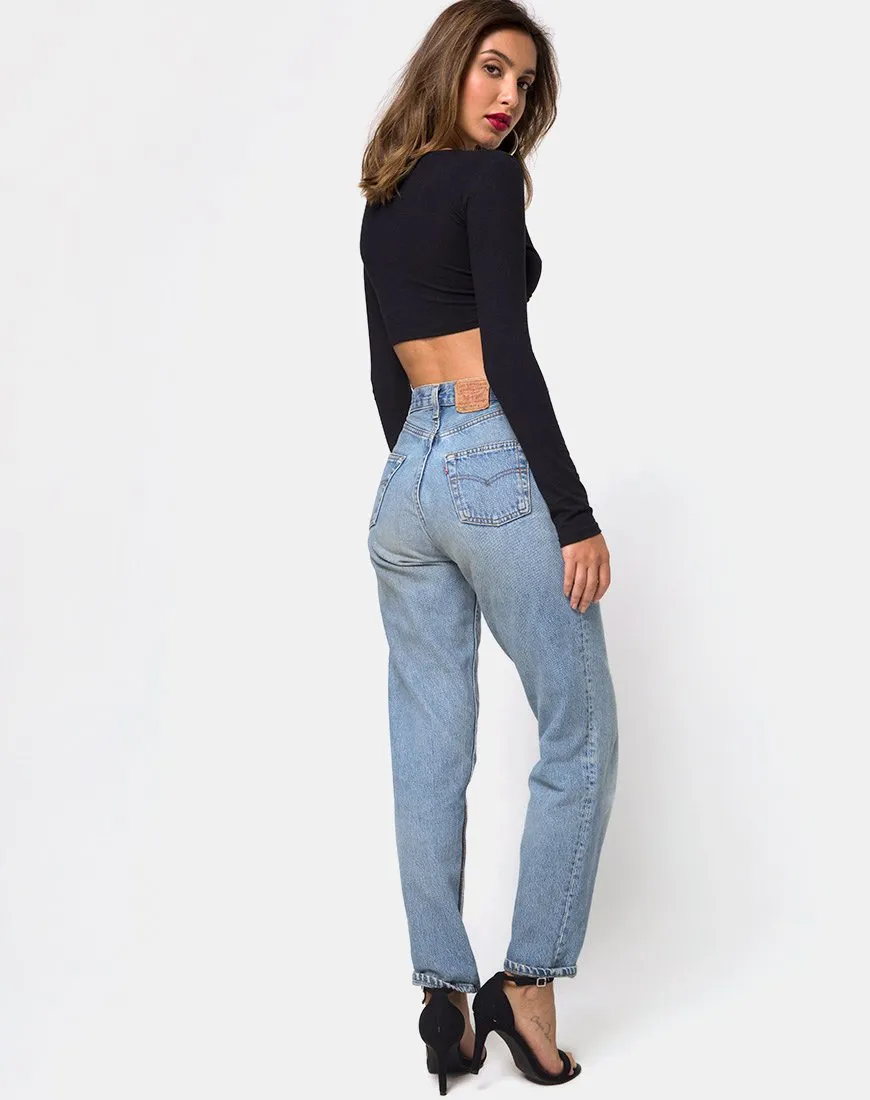 Knotie Longsleeve Crop Top in Black