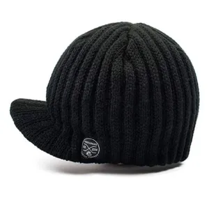 Knuckleheads Black Baby Boy's Stripe Visor Beanie with Tag Baby Hat