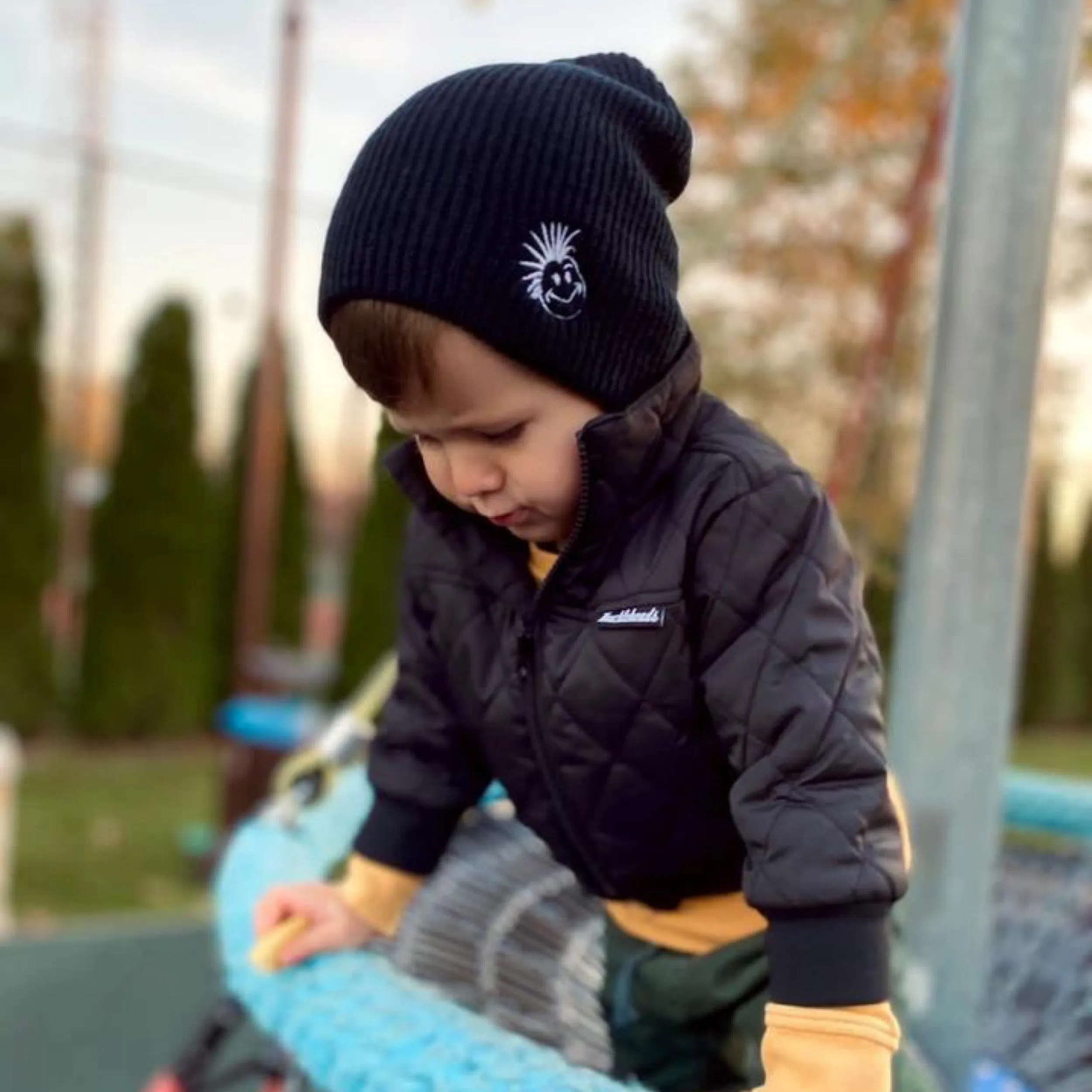 Knuckleheads Black with Logo Slouchy Beanie