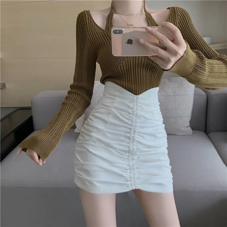 Korean High-waisted A-line Skirt