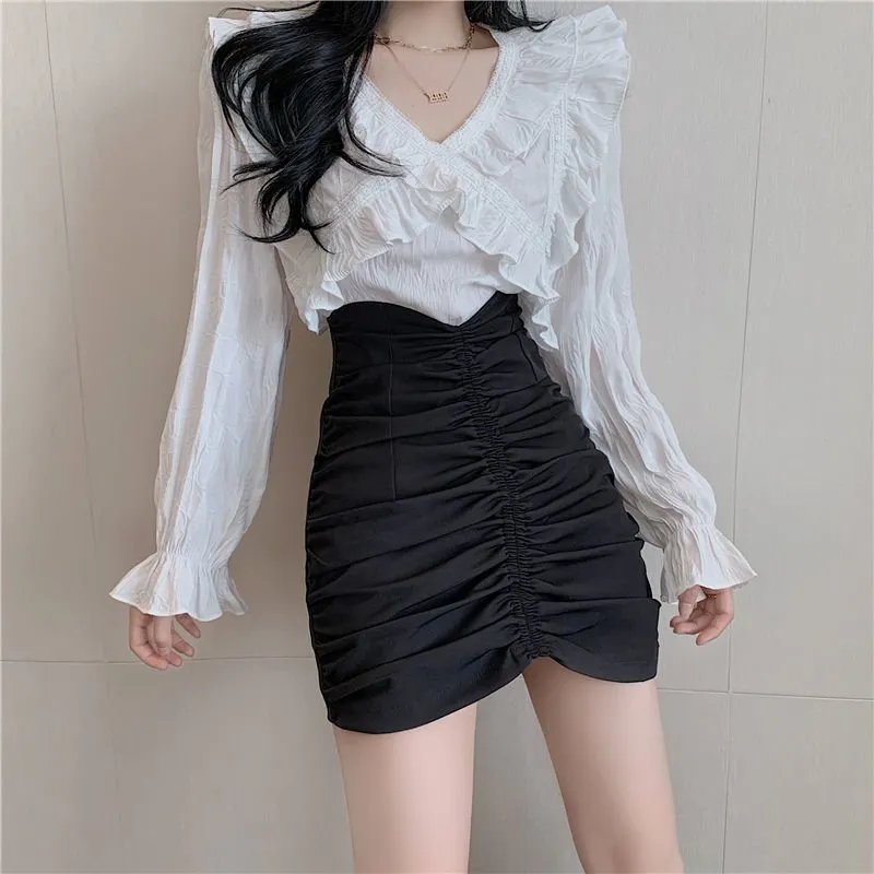 Korean High-waisted A-line Skirt