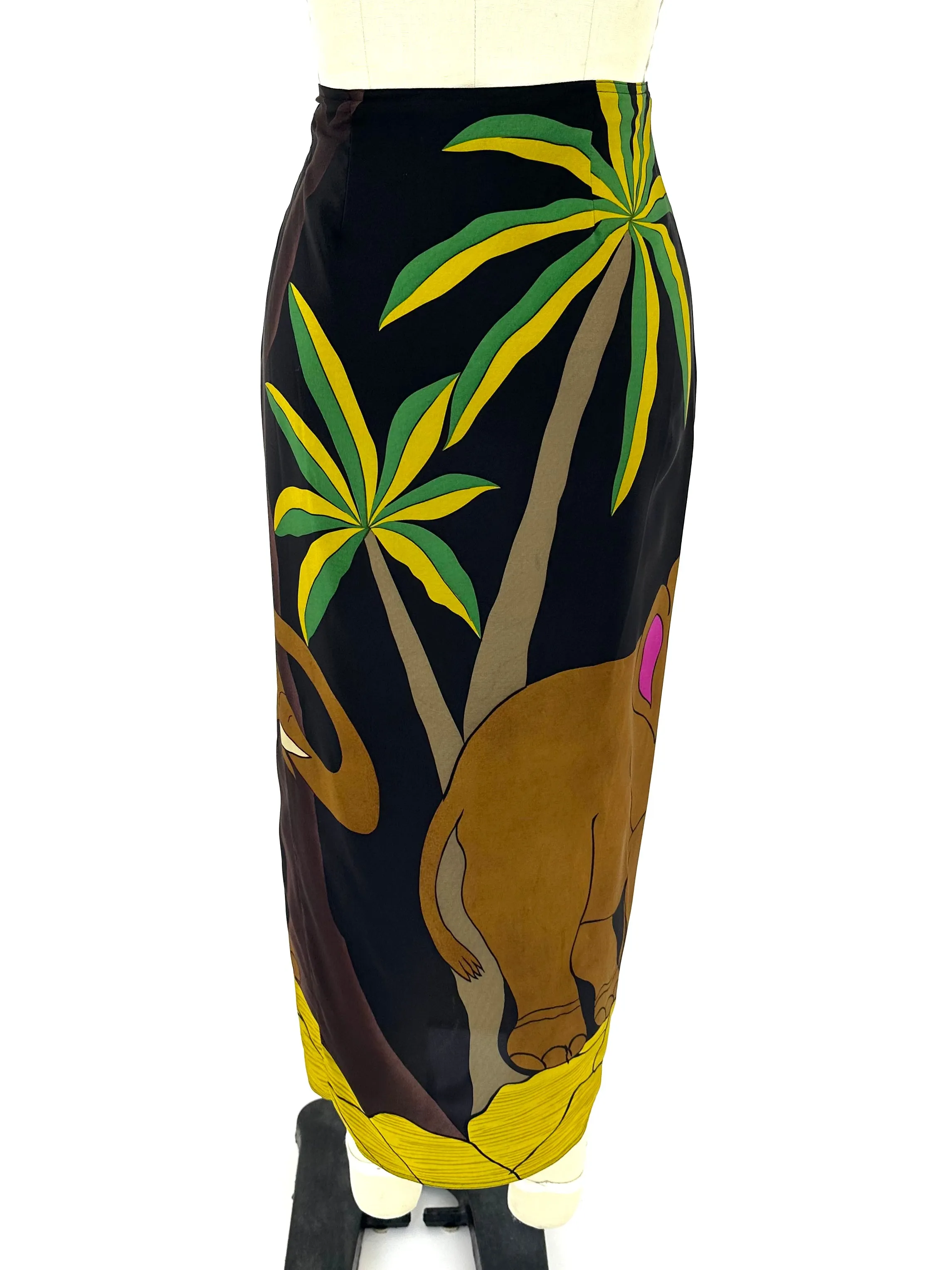 Krizia Silk Jungle Print Skirt