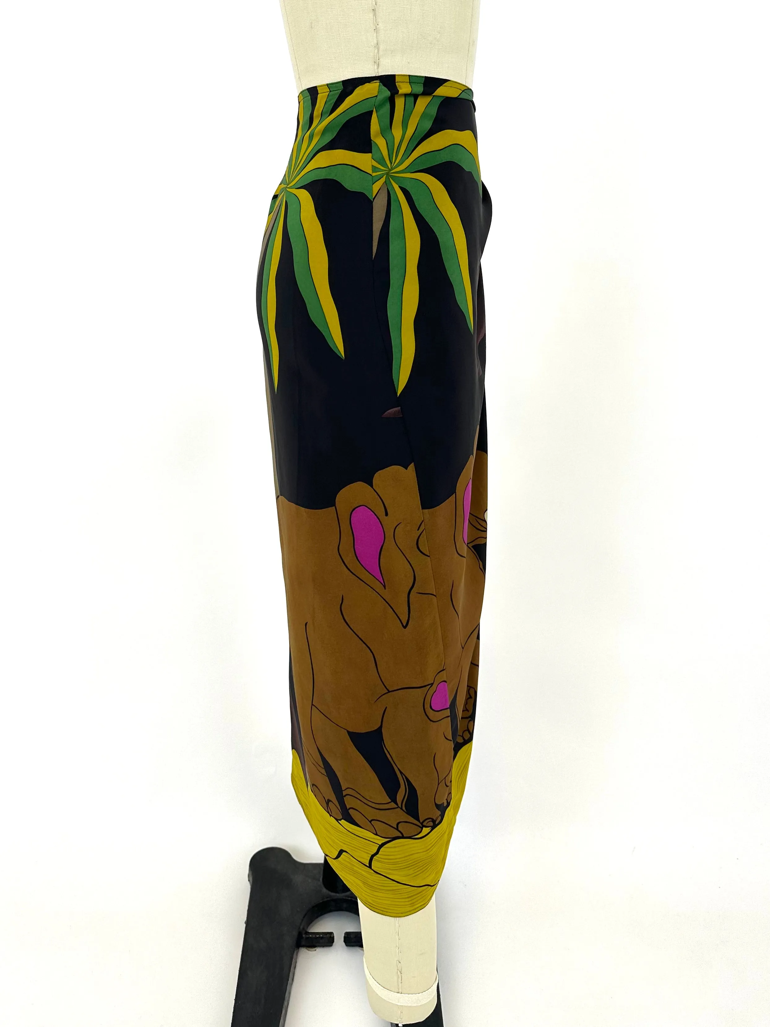 Krizia Silk Jungle Print Skirt