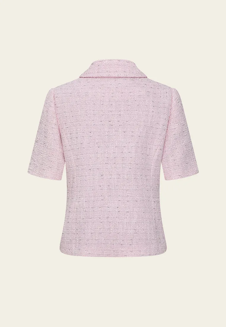 Lace-patchwork Tweed Shirt