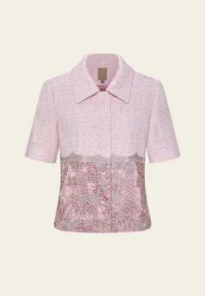Lace-patchwork Tweed Shirt