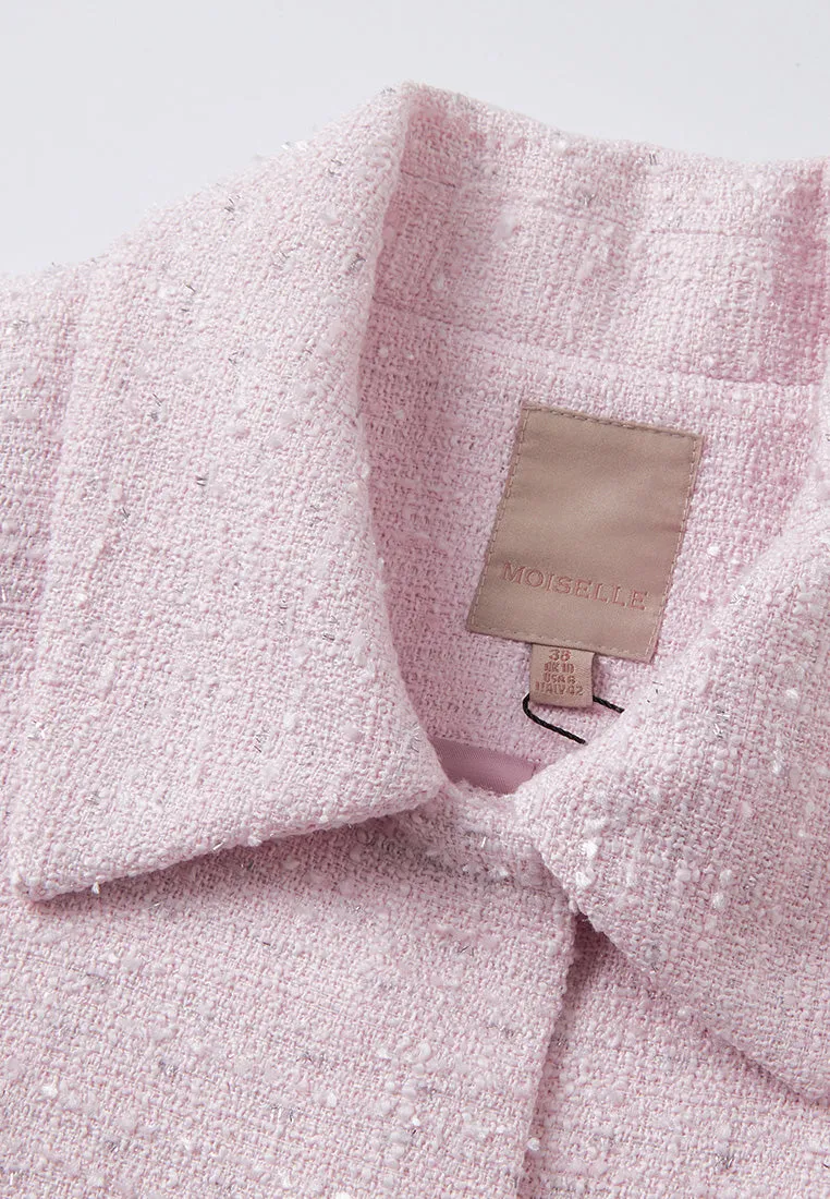 Lace-patchwork Tweed Shirt