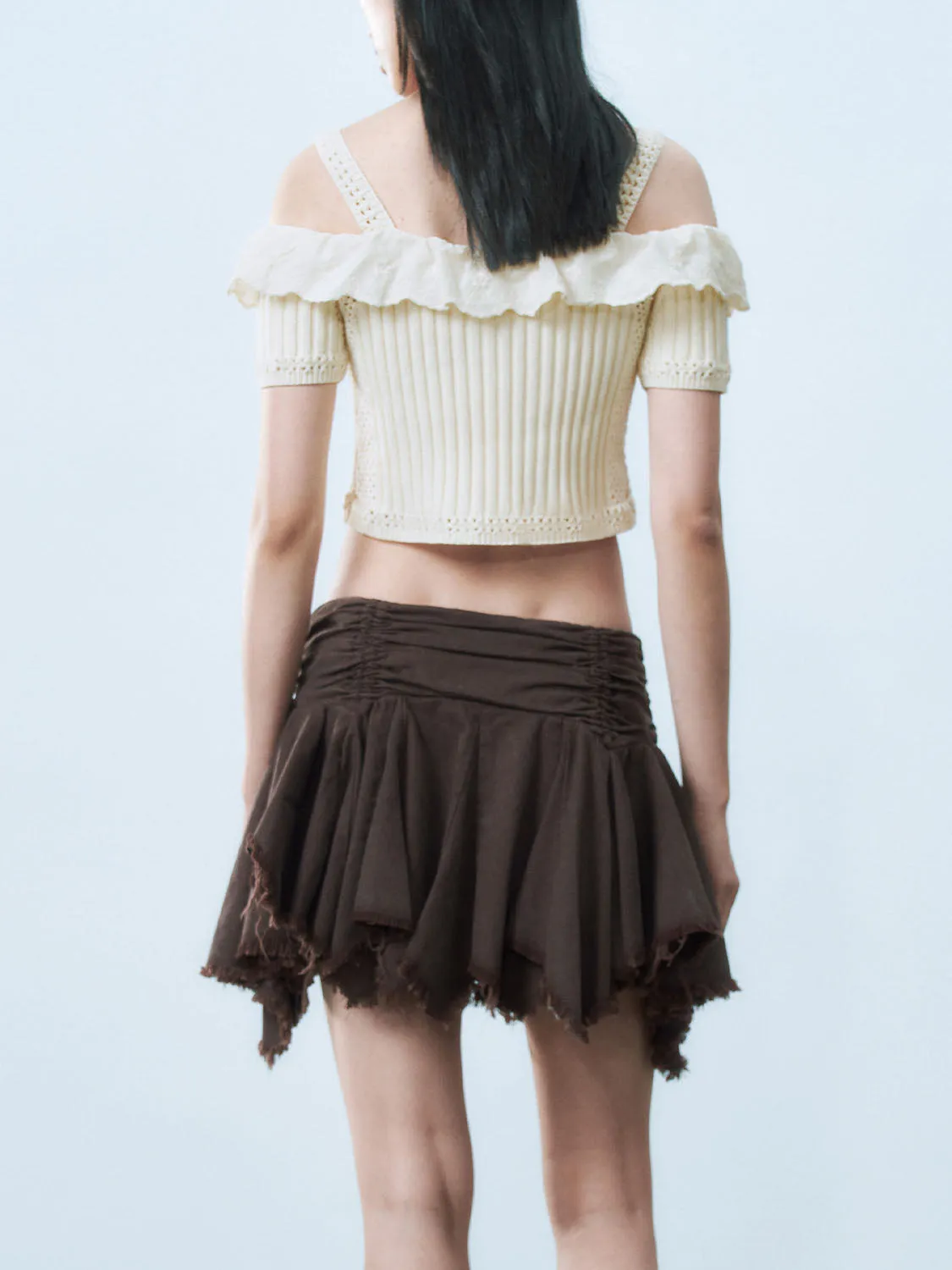 Lace Up Front One Shoulder Blouses