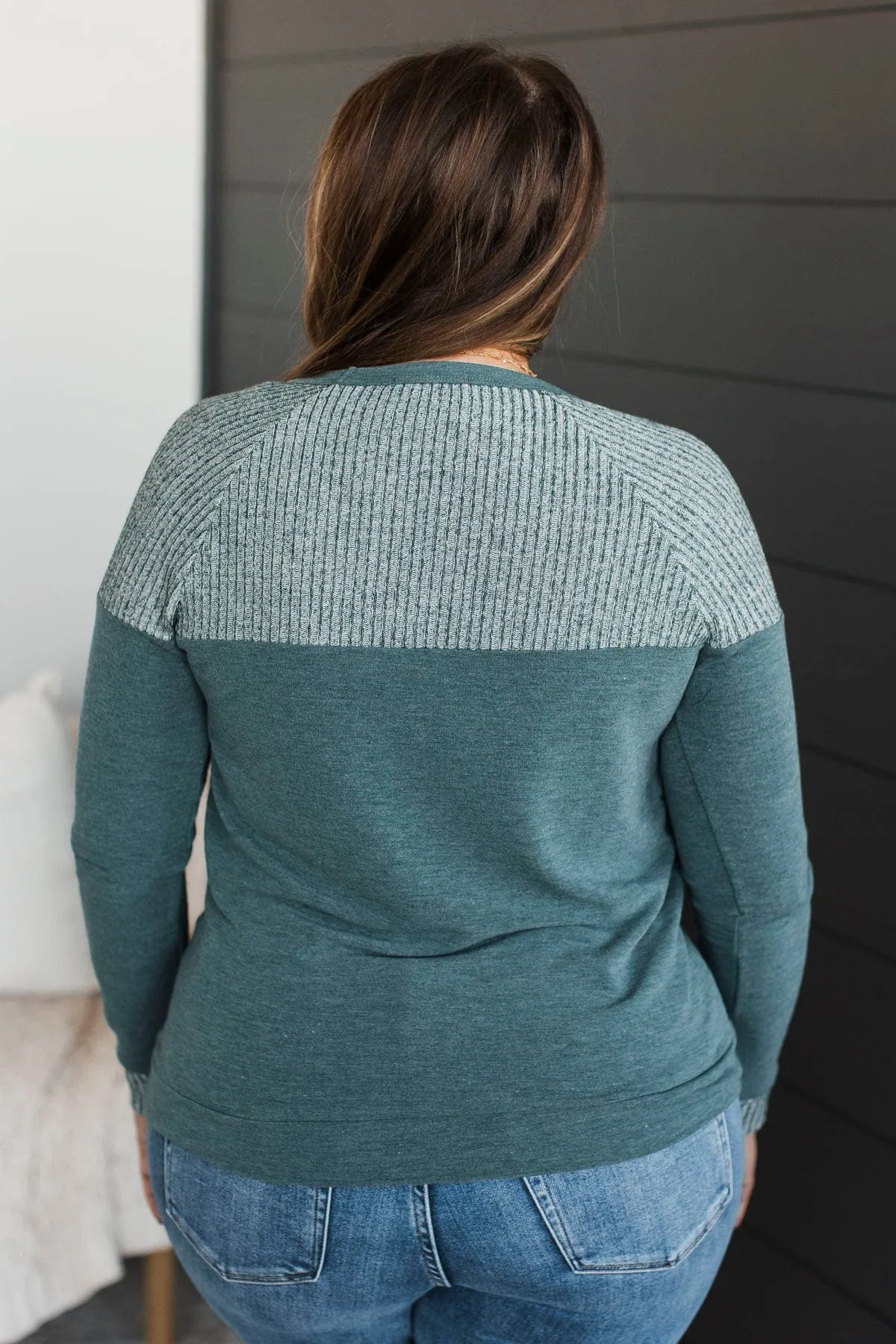 Laugh It Off Long Sleeve Top- Hunter Green