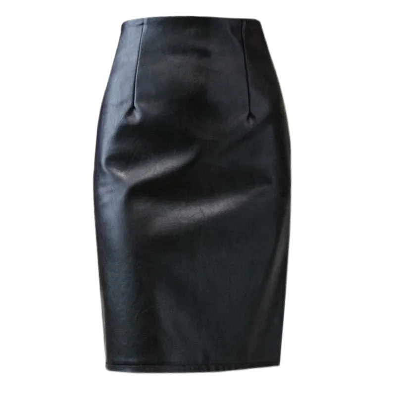 Leather Spring Wrap Stretch Knee-Length