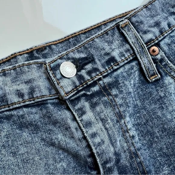 Levi's 512 Vintage High Waisted Distressed RawHem Acid Wash Denim Shorts- Sz 14