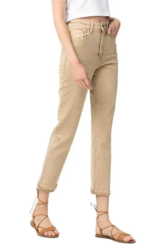Light Brown Super High Rise Mom Jeans