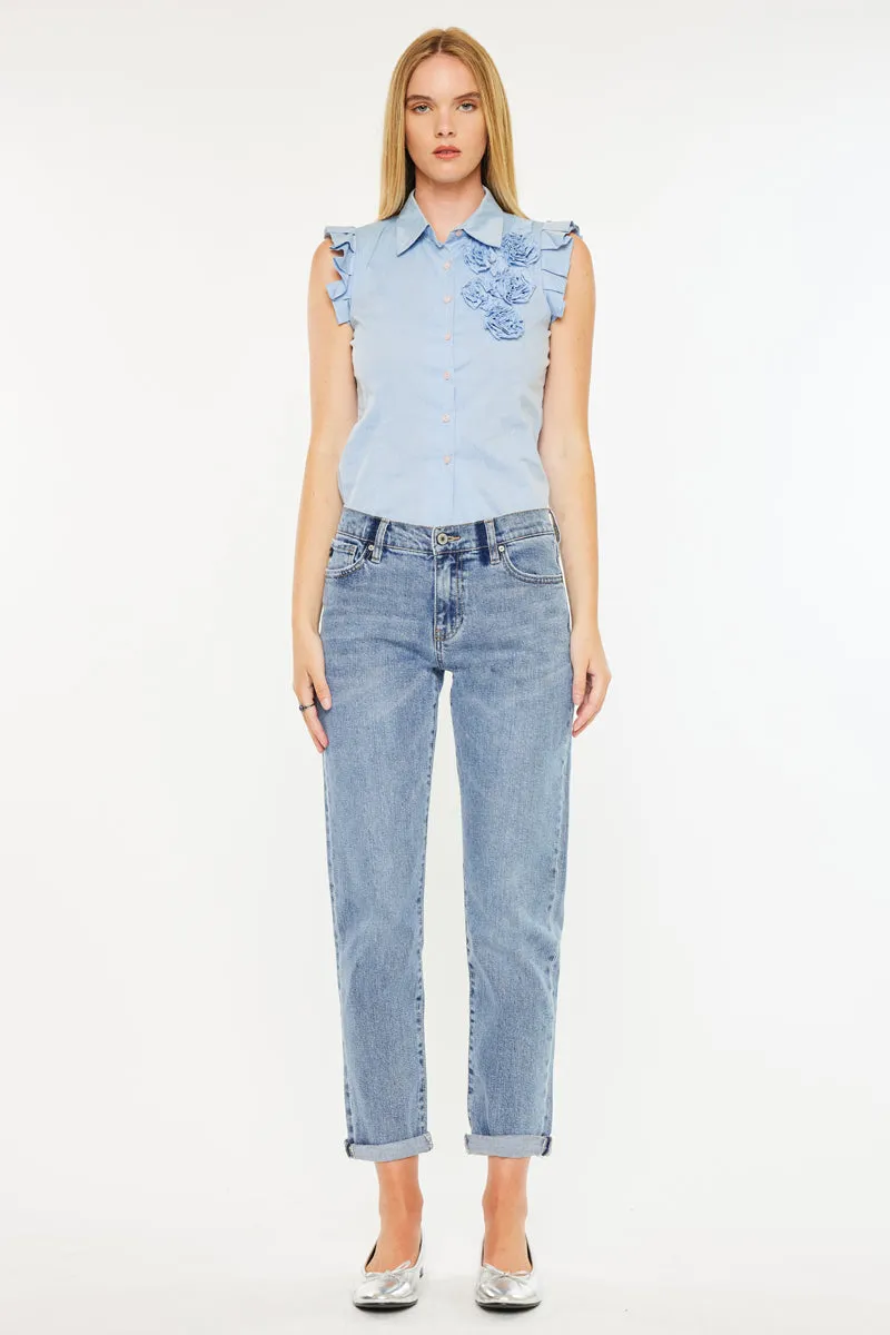 Lindsey Mid Rise Slim Boyfriend Jeans