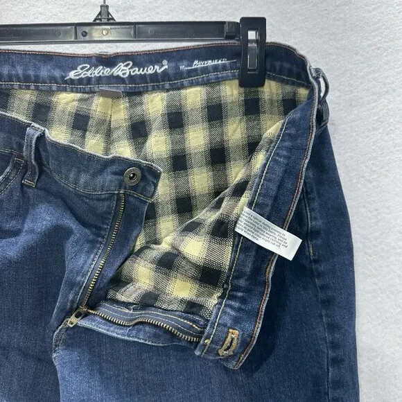 LL Bean Signature Lined Boyfriend Jeans Mid-Rise Straight-Leg Flannel-Lined 12