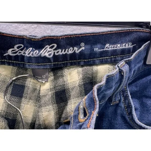 LL Bean Signature Lined Boyfriend Jeans Mid-Rise Straight-Leg Flannel-Lined 12