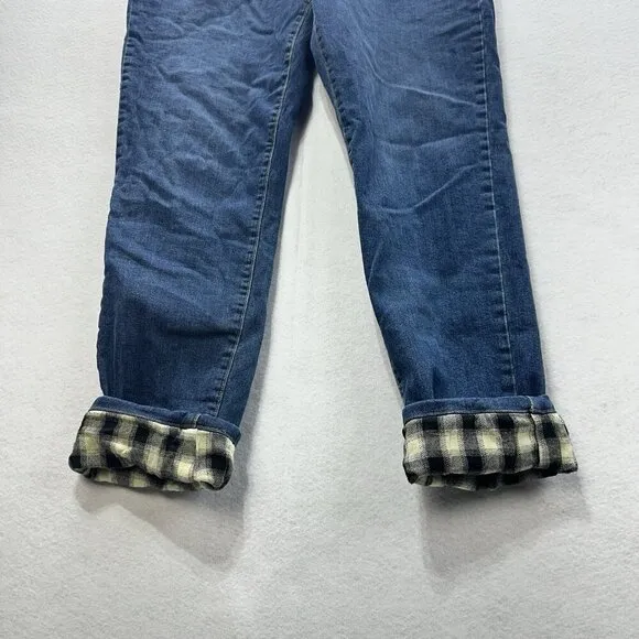 LL Bean Signature Lined Boyfriend Jeans Mid-Rise Straight-Leg Flannel-Lined 12