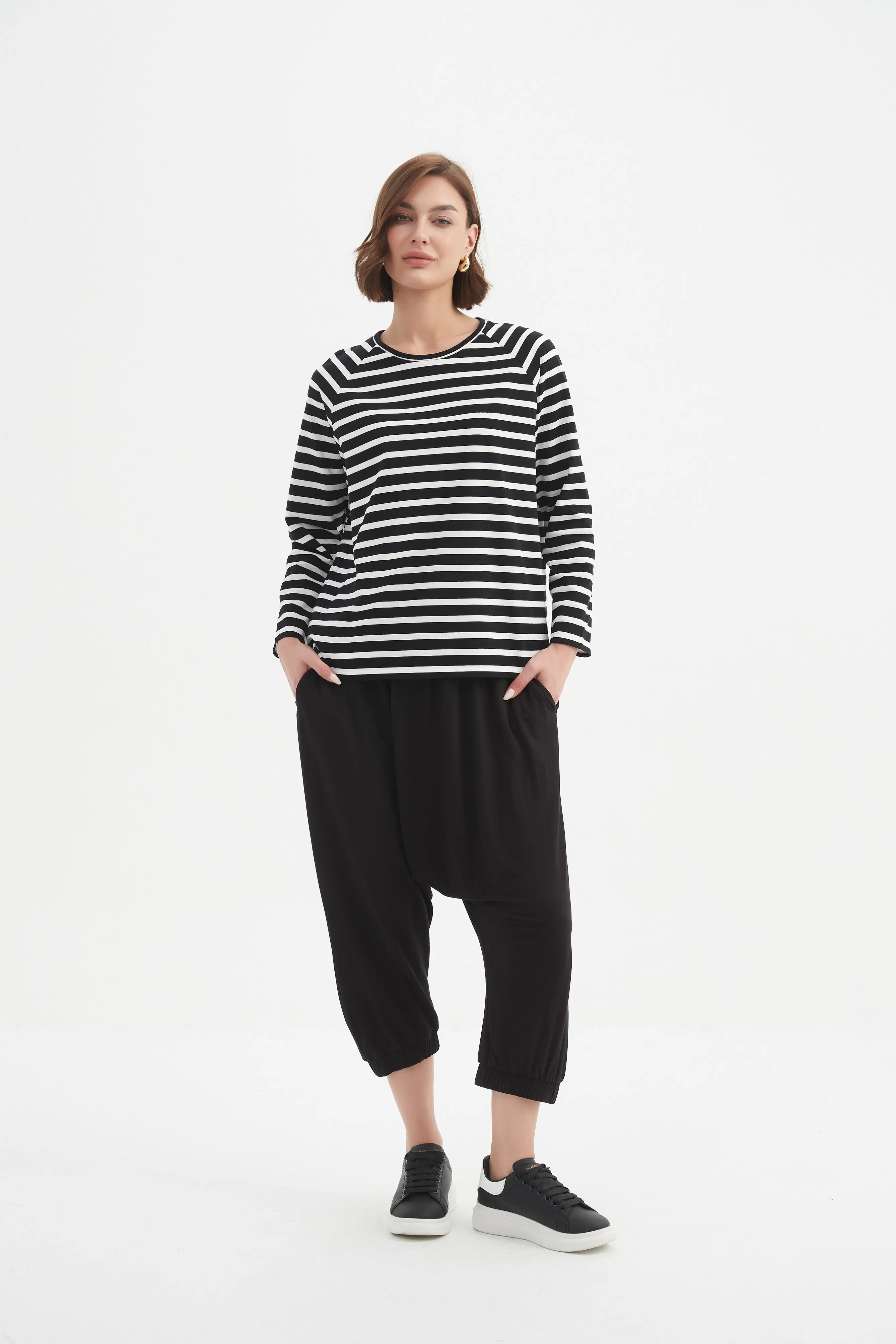 Long Sleeve Stripe Black/White