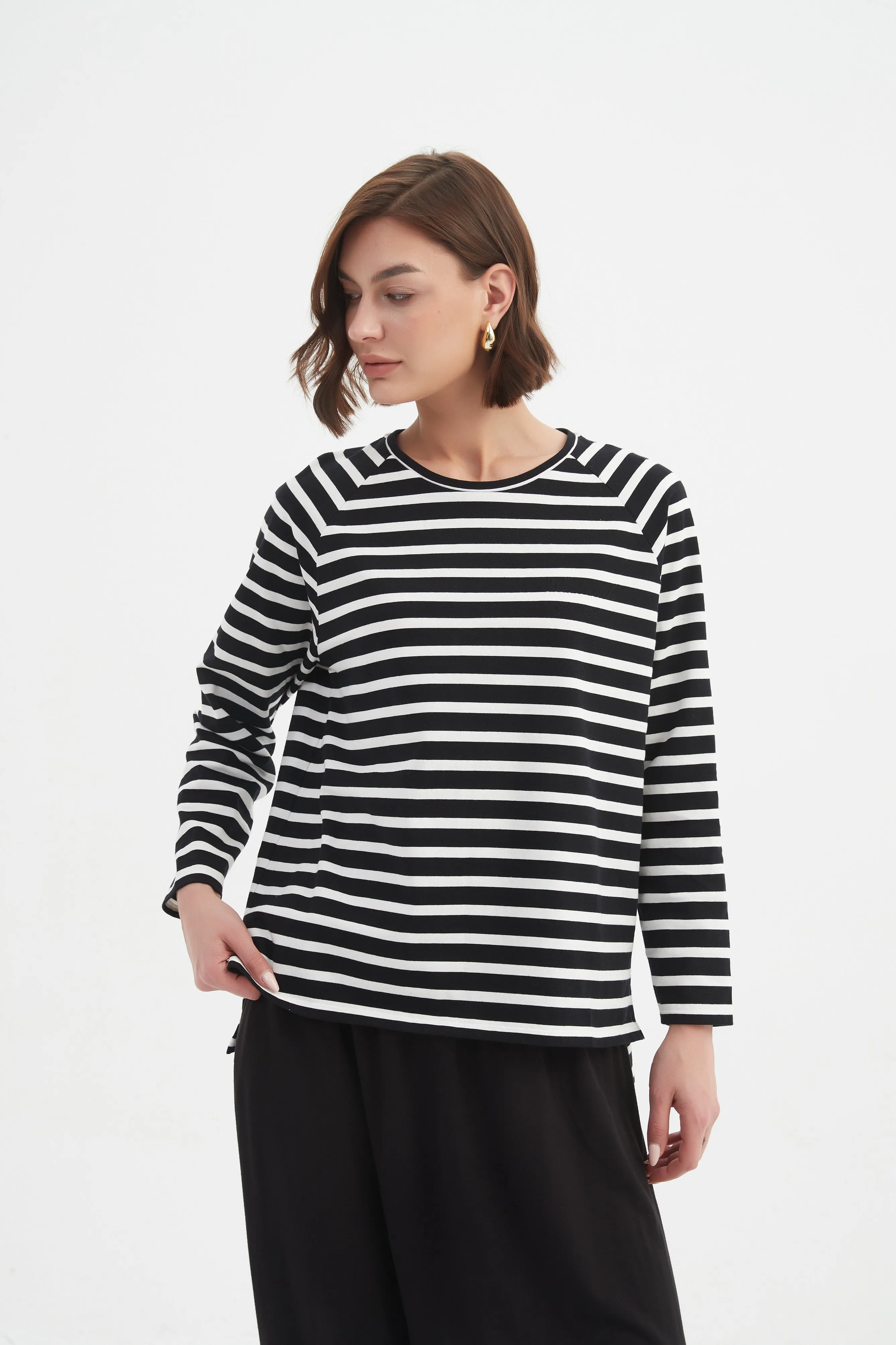 Long Sleeve Stripe Black/White