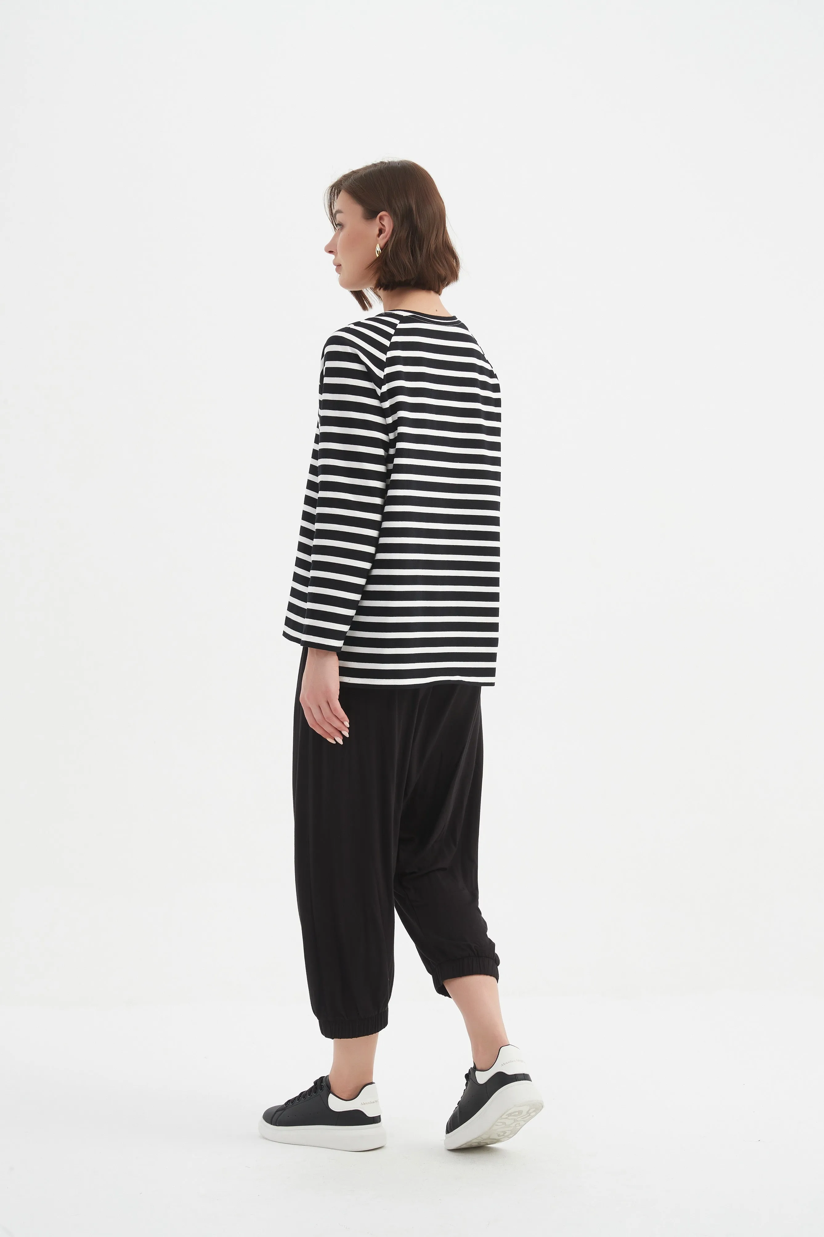 Long Sleeve Stripe Black/White