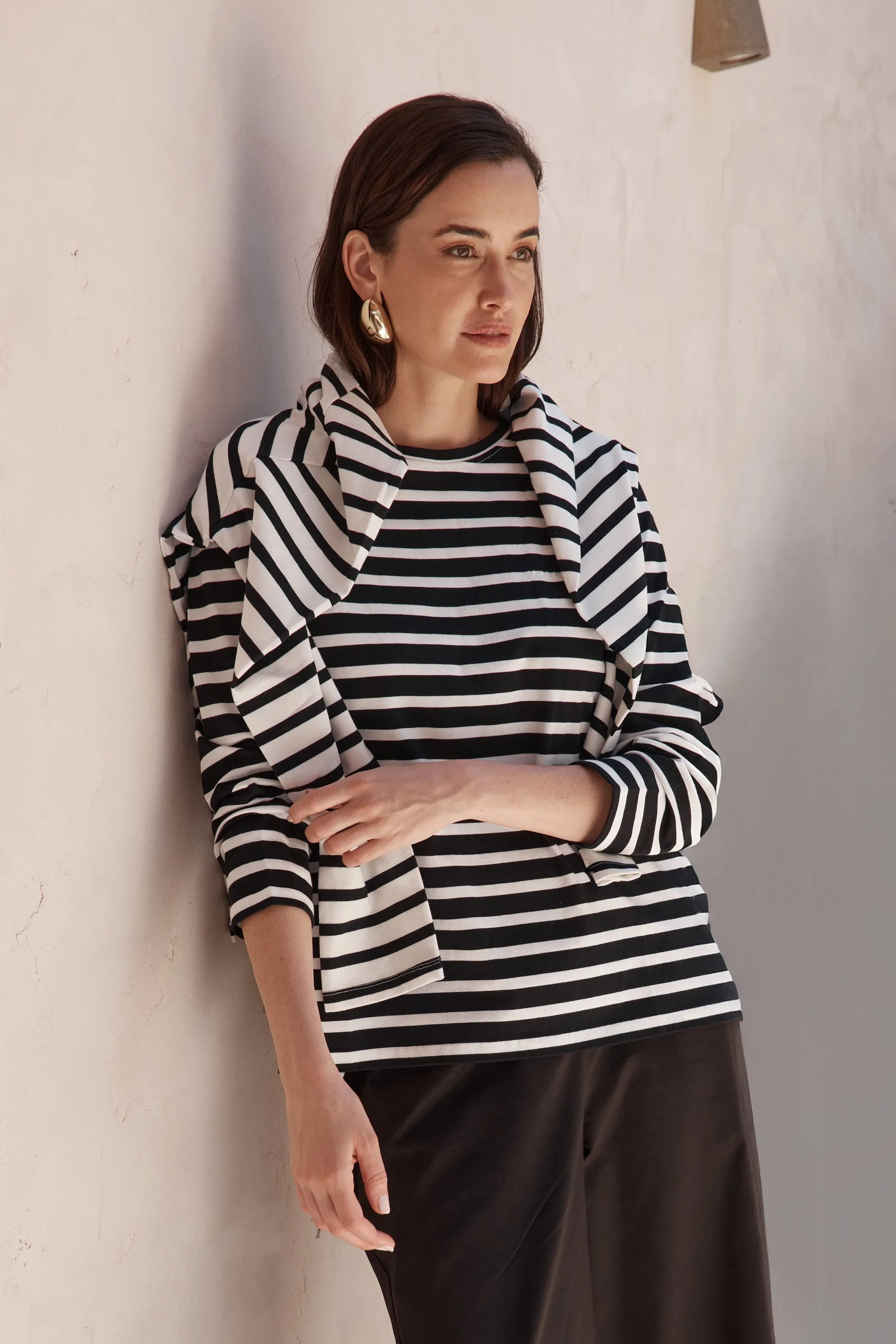 Long Sleeve Stripe Black/White