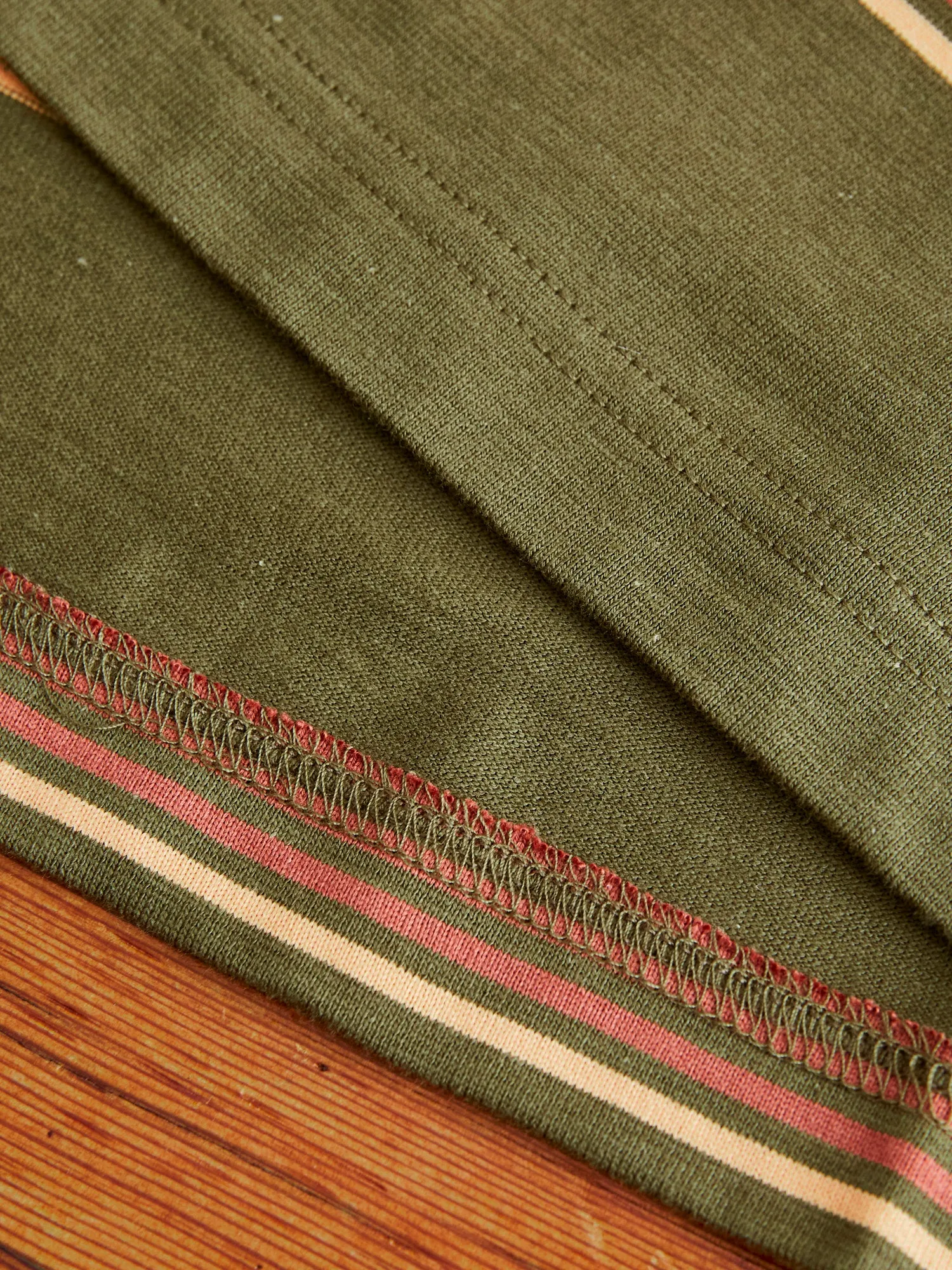 Long Sleeve Stripe Pocket T-Shirt in Olive