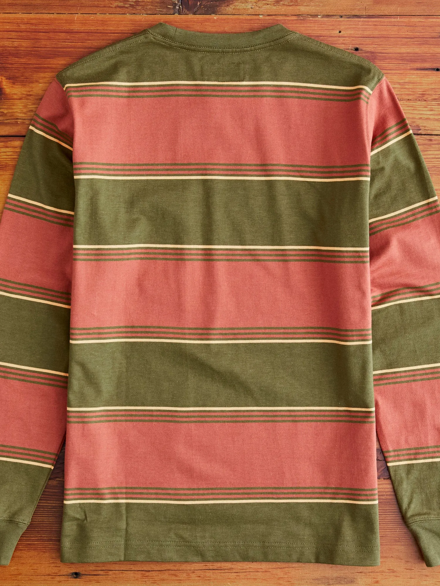 Long Sleeve Stripe Pocket T-Shirt in Olive
