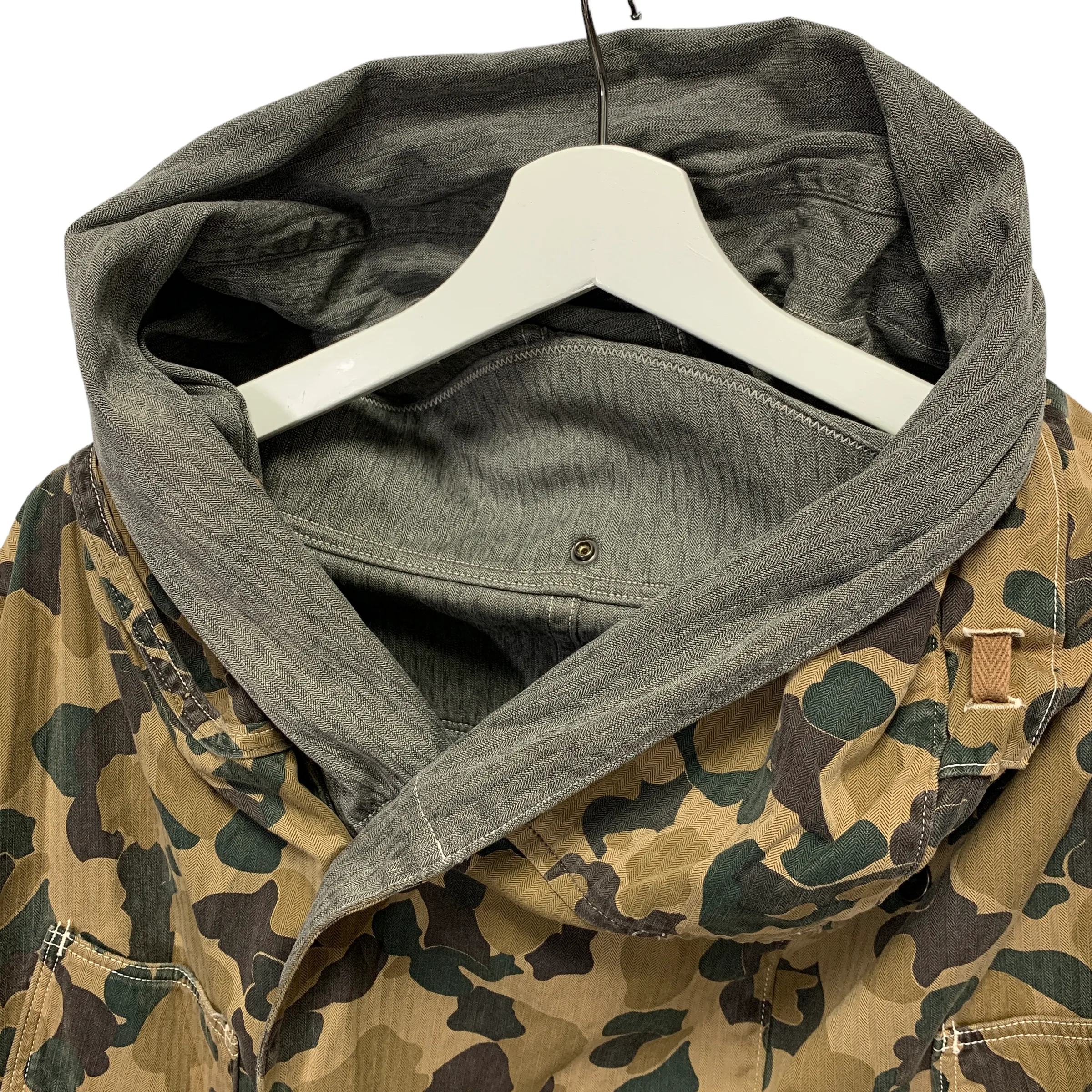 [M] Kapital Cotton Chambray Duck Camo Reversible Katsuragi Ring Coat