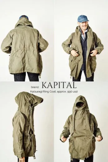 [M] Kapital Cotton Chambray Duck Camo Reversible Katsuragi Ring Coat