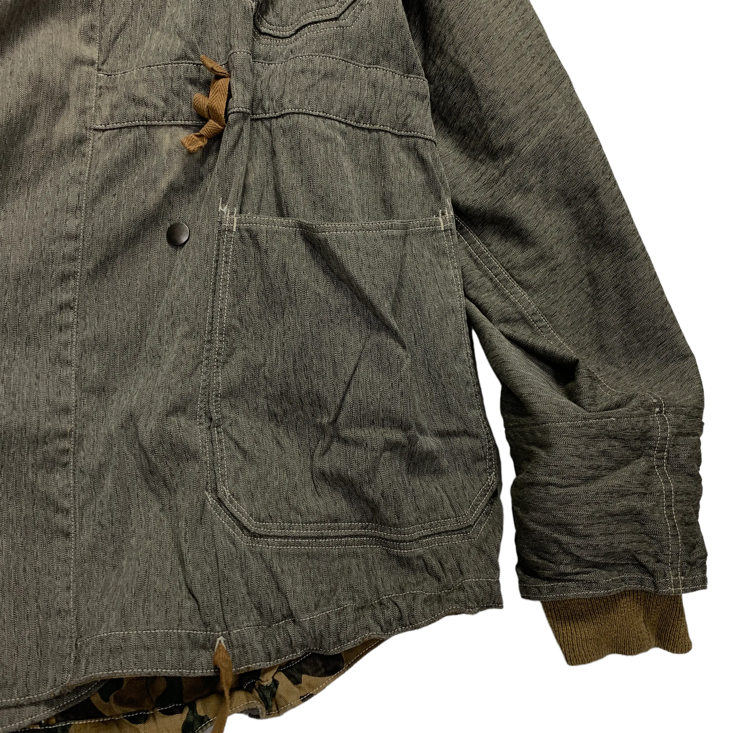 [M] Kapital Cotton Chambray Duck Camo Reversible Katsuragi Ring Coat