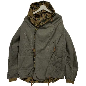 [M] Kapital Cotton Chambray Duck Camo Reversible Katsuragi Ring Coat