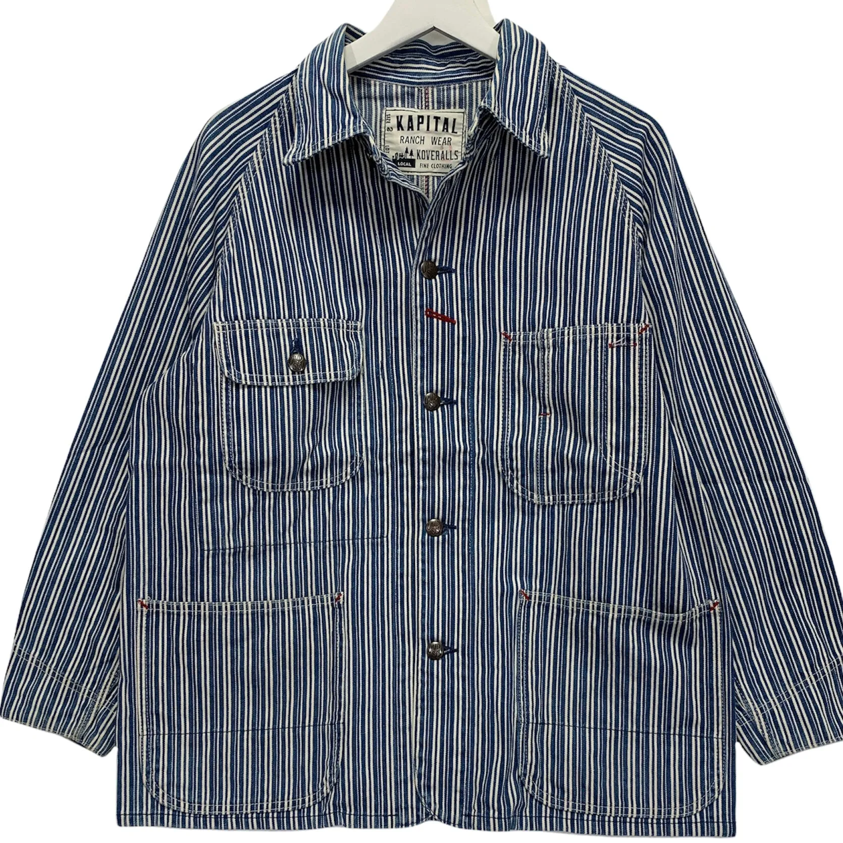 [M] Kapital Ranch Wear Hickory Stripe Indigo Coverall Jacket