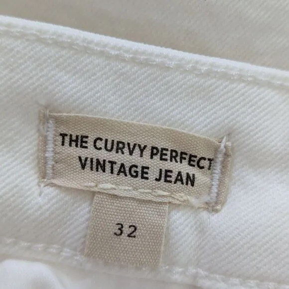 Madewell Curvy 90's Supermodel Mom Jeans Perfect Vintage Tile White sz 32 NWT
