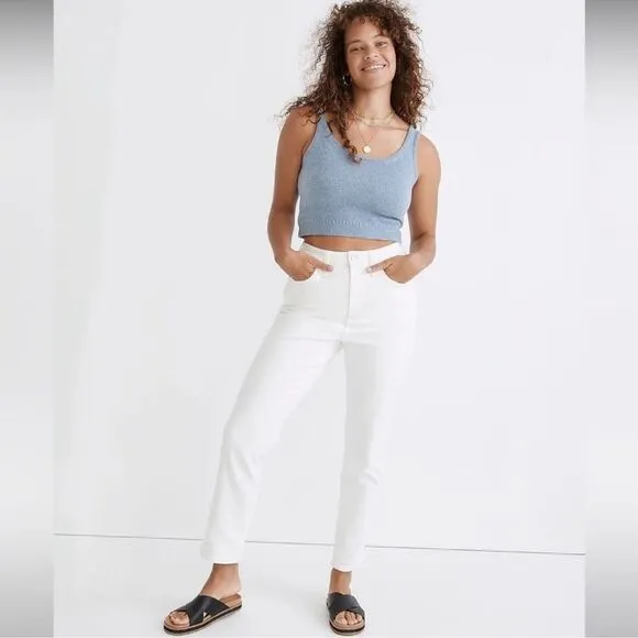 Madewell NWT Curvy Perfect Vintage Jeans Tapered Size 33 in Tile White