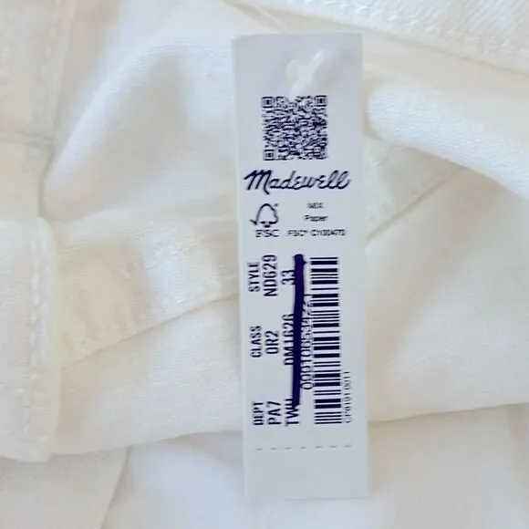 Madewell NWT Curvy Perfect Vintage Jeans Tapered Size 33 in Tile White