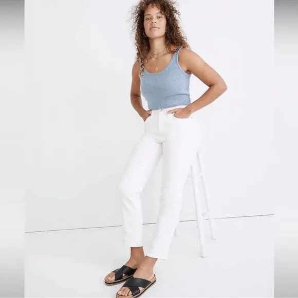 Madewell NWT Curvy Perfect Vintage Jeans Tapered Size 33 in Tile White