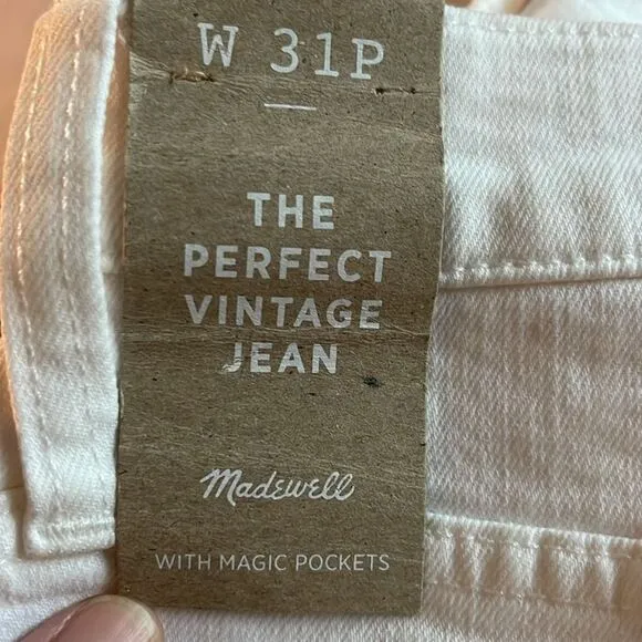 Madewell NWT Petite Perfect Vintage Jeans Size 31P High Rise in Tile White