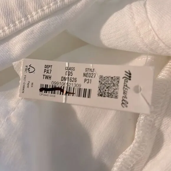 Madewell NWT Petite Perfect Vintage Jeans Size 31P High Rise in Tile White