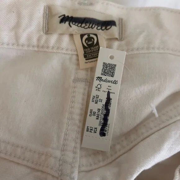 Madewell Women's Superwide-Leg Drawstring Ecru High Waist Denim Jeans 32 New