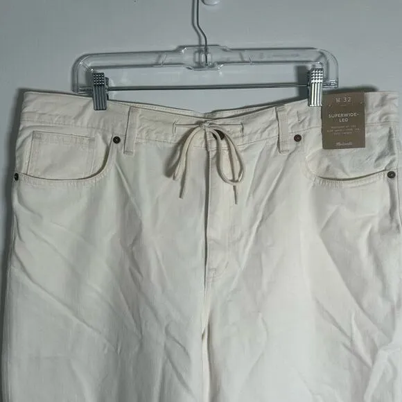 Madewell Women's Superwide-Leg Drawstring Ecru High Waist Denim Jeans 32 New