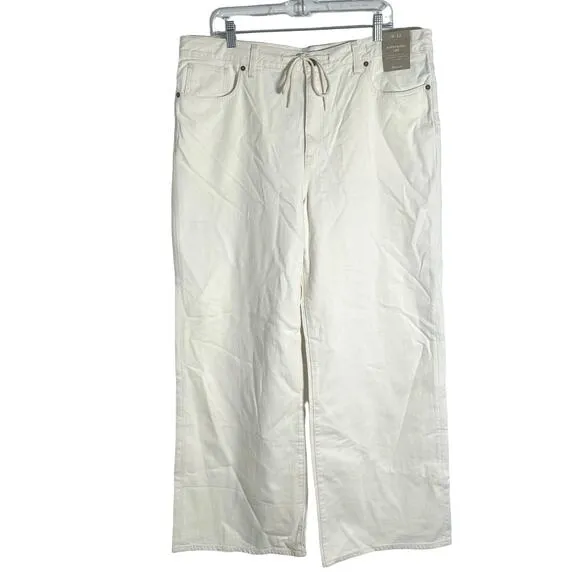 Madewell Women's Superwide-Leg Drawstring Ecru High Waist Denim Jeans 32 New