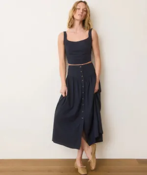 Marine Layer Jade Button Through Skirt