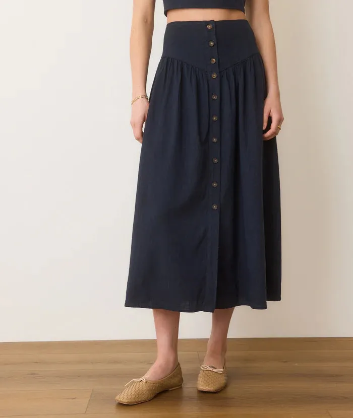 Marine Layer Jade Button Through Skirt