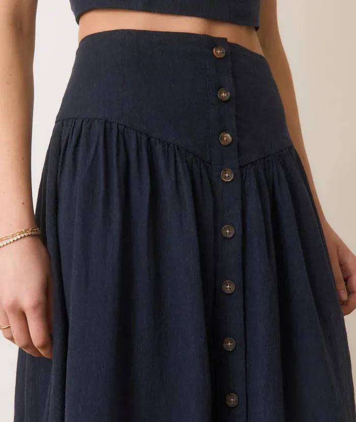 Marine Layer Jade Button Through Skirt