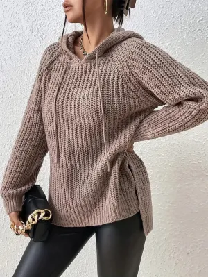 Maryvonne™ - Hooded Sweater with Split Hem for a Casual Look