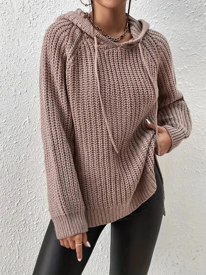 Maryvonne™ - Hooded Sweater with Split Hem for a Casual Look