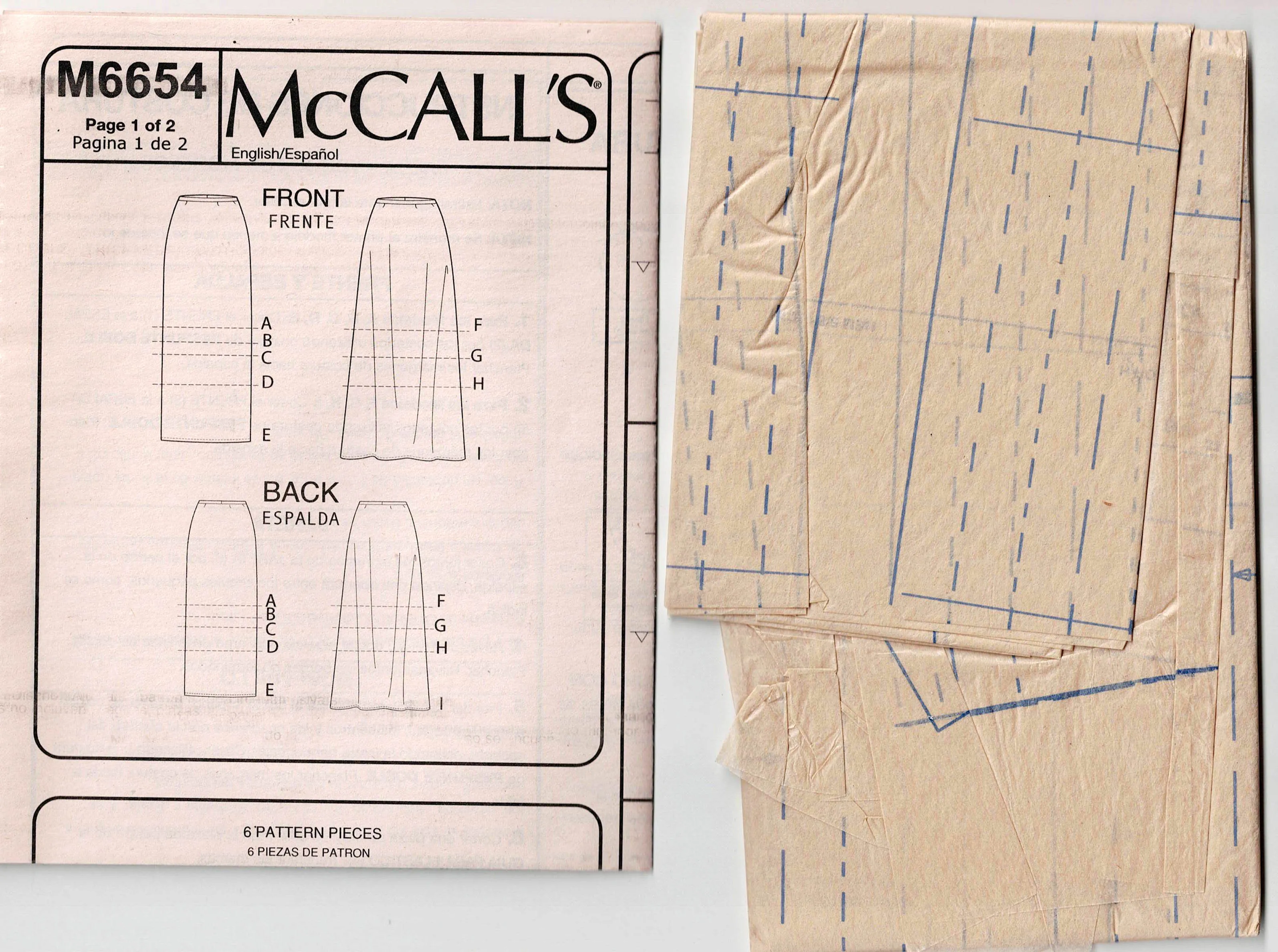 McCall's 6654 EASY Womens Stretch Knit Skirts Out Of Print Sewing Pattern Size 14 - 22 UNCUT Factory Folded