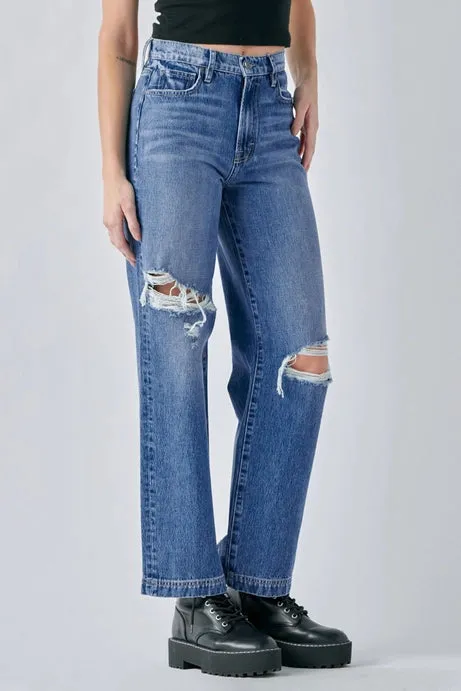 Medium Wash Distressed Classic Dad Jeans